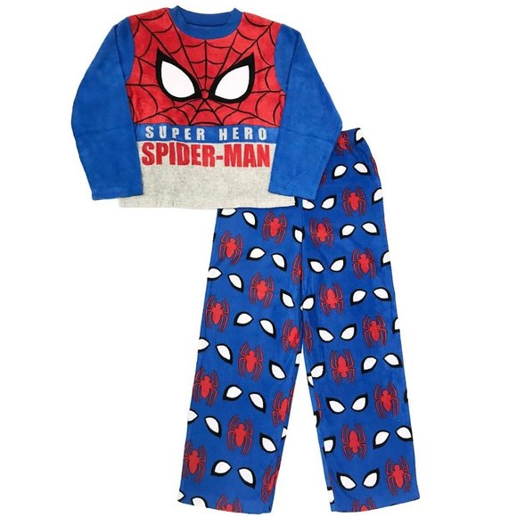Boys Marvel SPIDER-MAN Fleece Pajamas & Hooded Robe Bathrobe Set Size 8 10  NEW - Picture 3 of 3